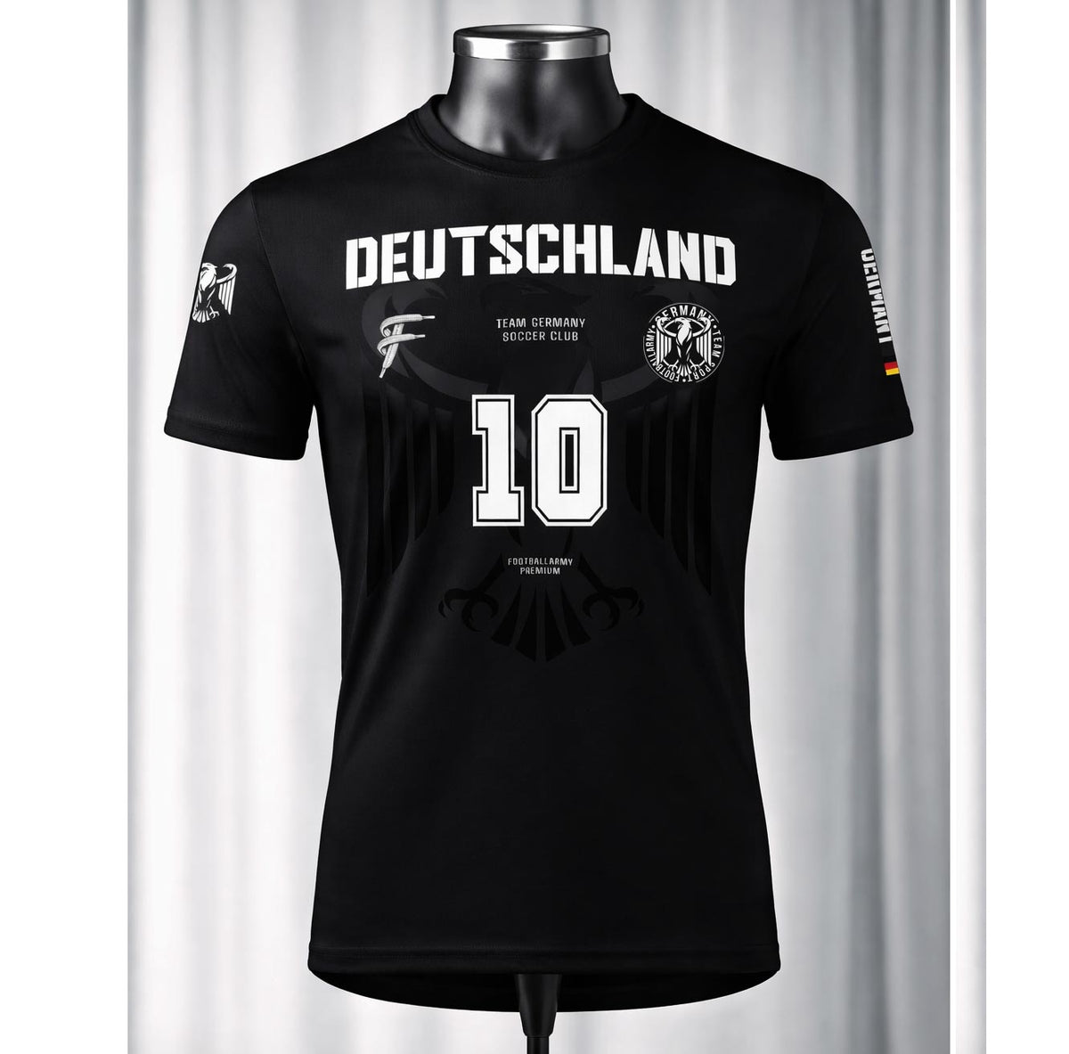 Deutschland Streetwear Shirt Schwarz – Nr. 10 – Performance Soccer Style