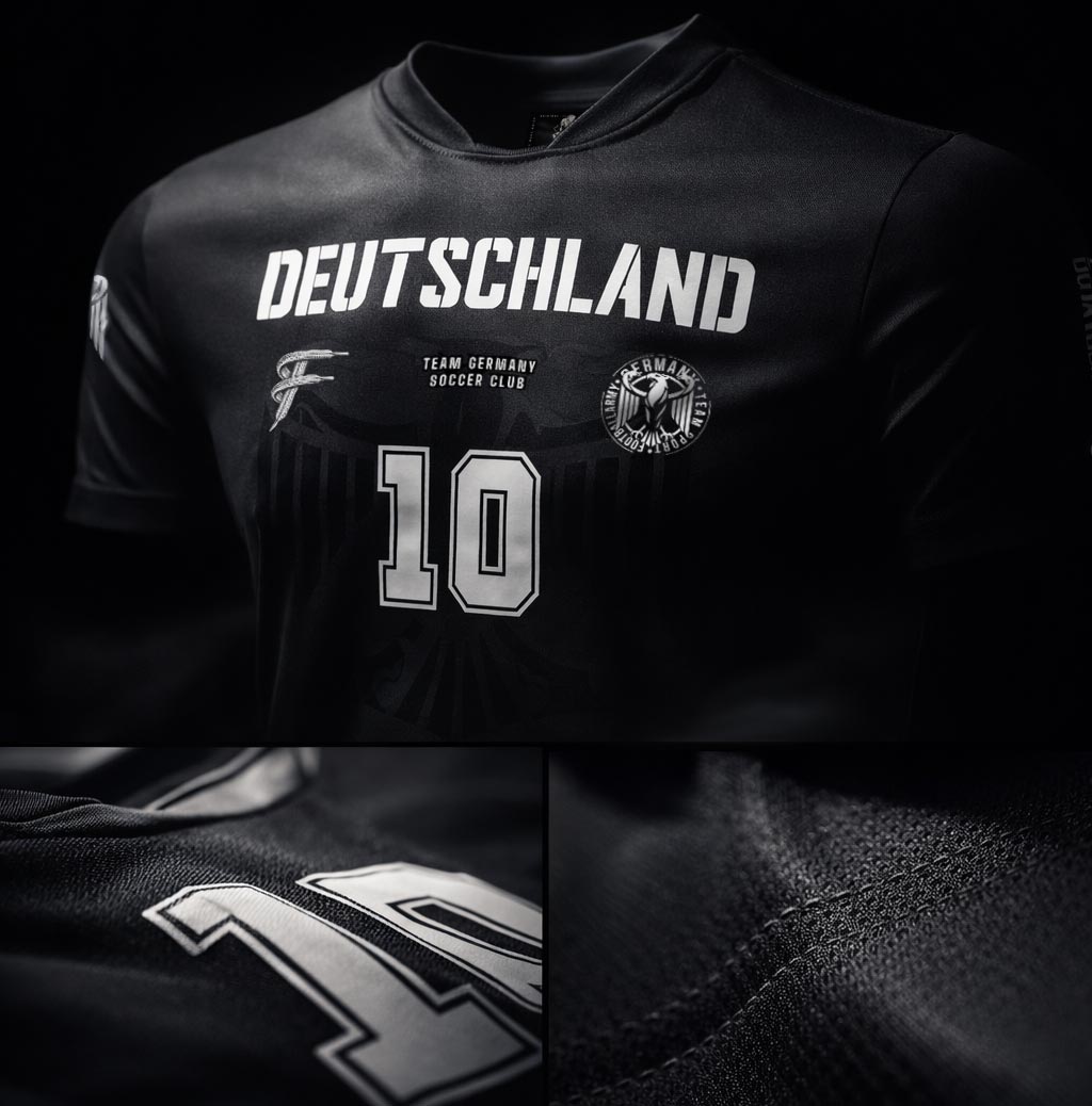Deutschland Streetwear Shirt Schwarz – Nr. 10 – Performance Soccer Style