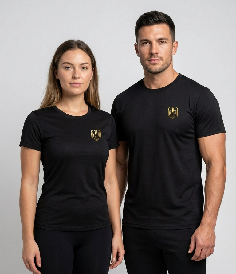 Deutschland Premium T-Shirt Schwarz – Gold Adler Brustprint – Streetwear