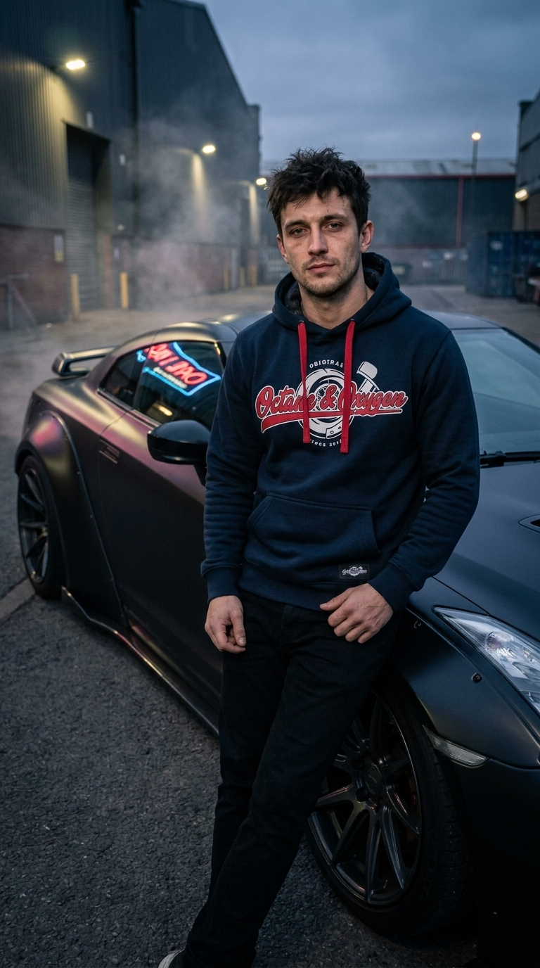 Octane & Oxygen Hoodie Premium Hoodie Turbolader Edition - Navy / Red