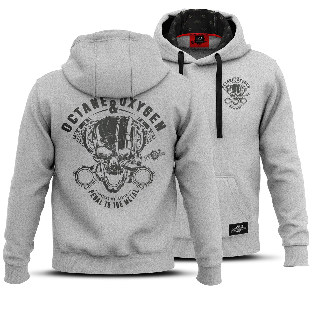 Octane & Oxygen Premium Hoodie Grau-meliert