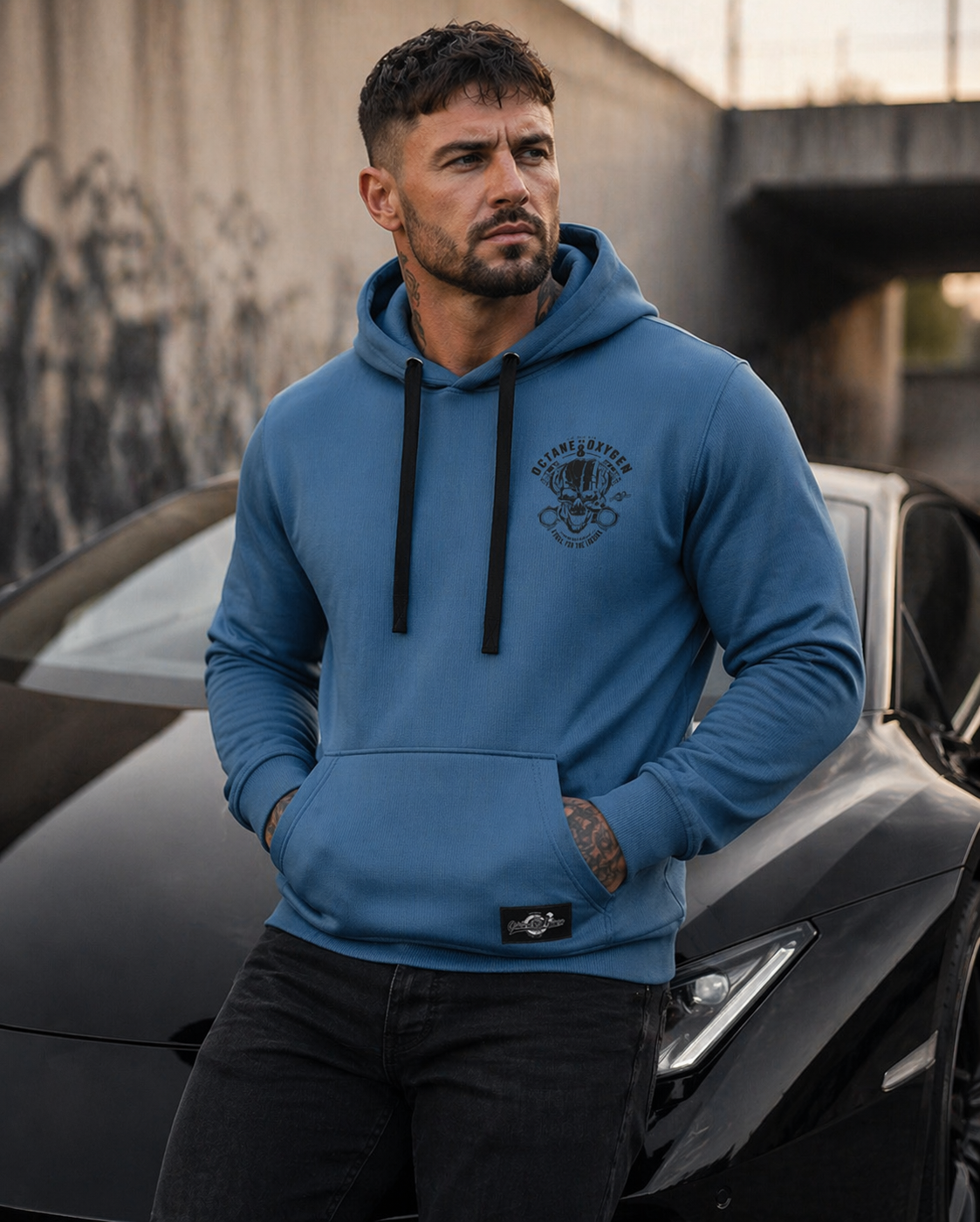 Octane & Oxygen Premium Hoodie Asphalt Blau