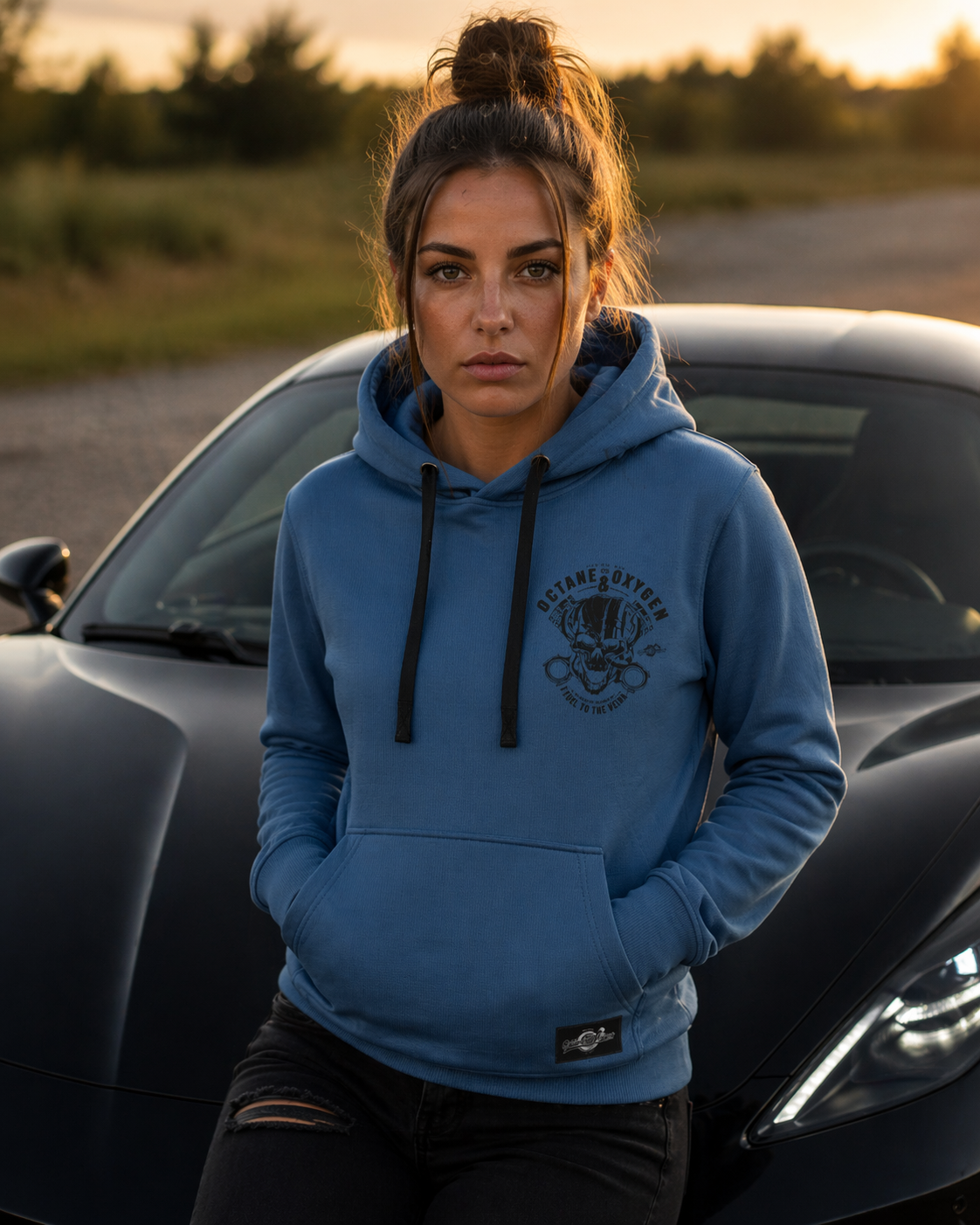 Octane & Oxygen Premium Hoodie Asphalt Blau