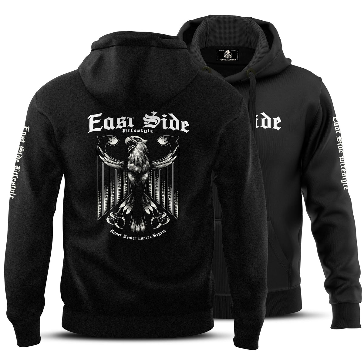 East Side Hoodie mit großem Rückenmotiv