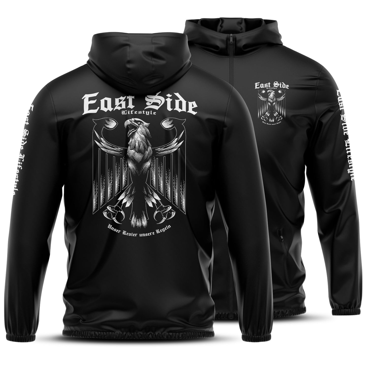 East Side Windbreaker schwarz mit Adler Print
