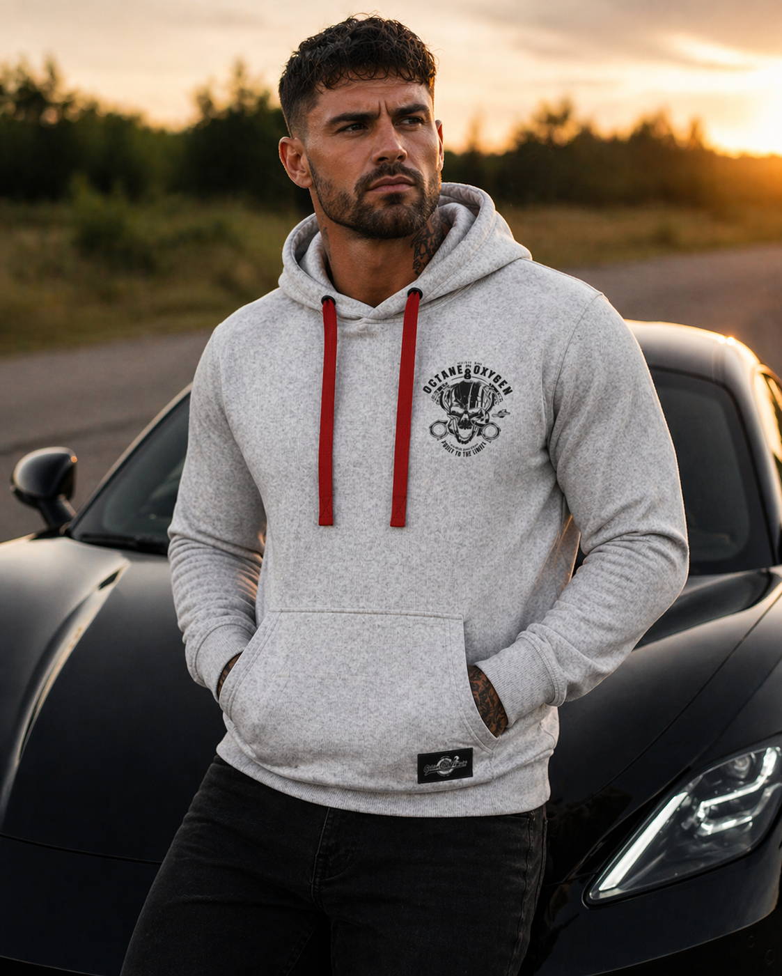 Octane & Oxygen Premium Hoodie Grau-meliert