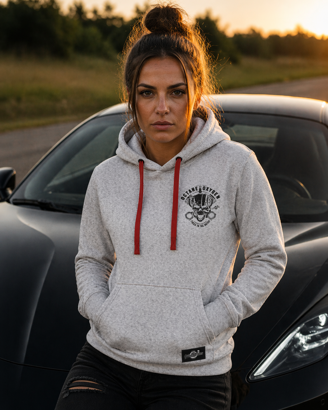 Octane & Oxygen Premium Hoodie Grau-meliert