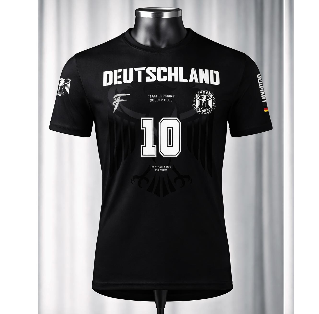 Deutschland Streetwear Shirt Schwarz – Nr. 10 – Performance Soccer Style