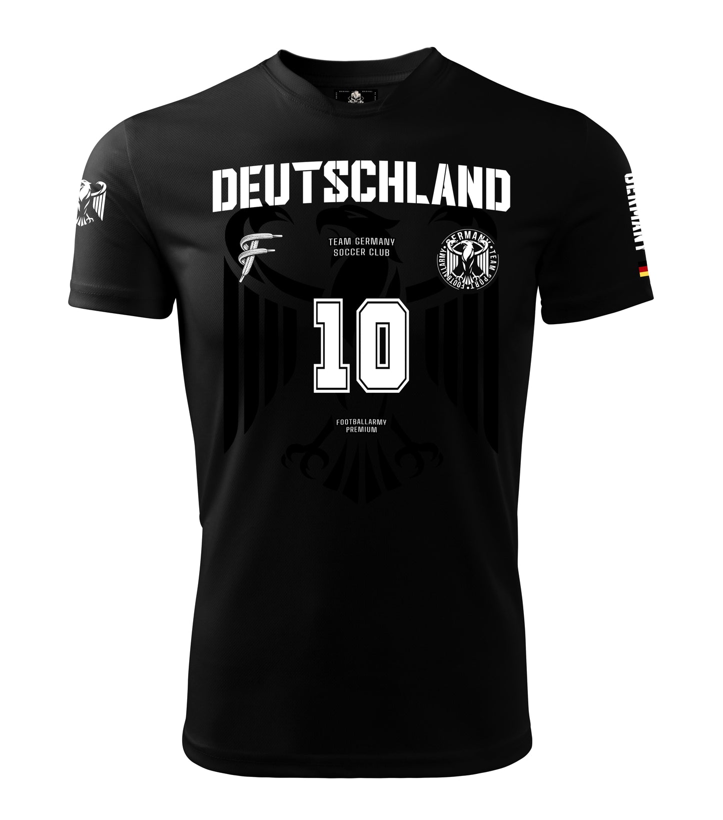 Deutschland Streetwear Shirt Schwarz – Nr. 10 – Performance Soccer Style
